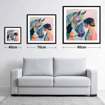 Vibrant Harmony - size guide showing 40cm, 70cm and 90cm art prints