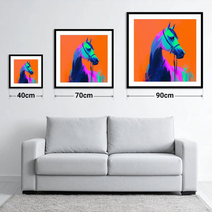 Technicolour Arabian - size guide showing 40cm, 70cm and 90cm art prints