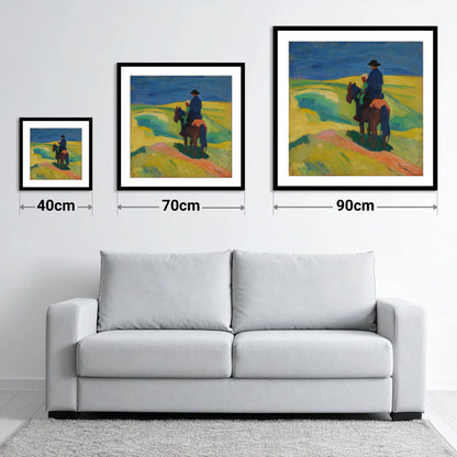 A Shared Horizon - size guide showing 40cm, 70cm and 90cm art prints