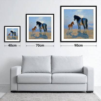 Cerulean Morning Light - size guide showing 40cm, 70cm and 90cm art prints