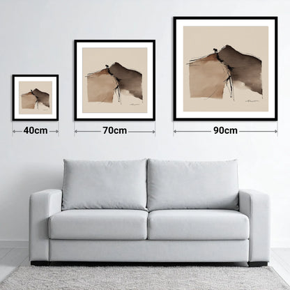 Summit Silhouette - size guide showing 40cm, 70cm and 90cm art prints