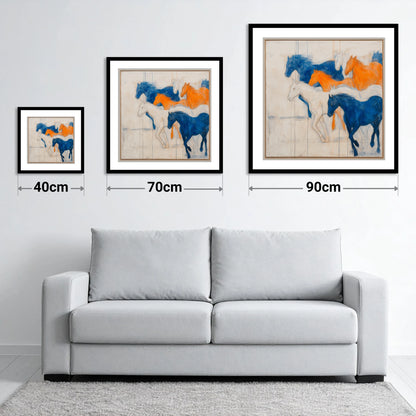 Bold Momentum - size guide showing 40cm, 70cm and 90cm art prints