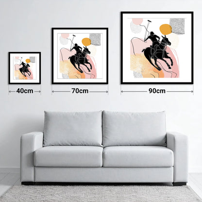 Graphic Polo Motion - size guide showing 40cm, 70cm and 90cm art prints