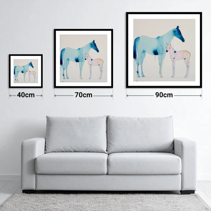 Cerulean Bond - size guide showing 40cm, 70cm and 90cm art prints
