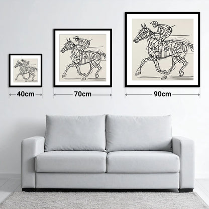 Linear Racing Form - size guide showing 40cm, 70cm and 90cm art prints