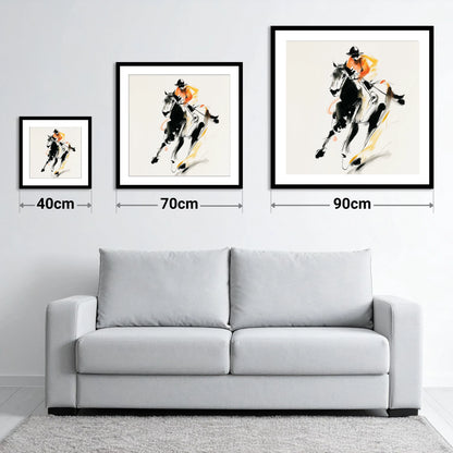 The Bold Furlong - size guide showing 40cm, 70cm and 90cm art prints