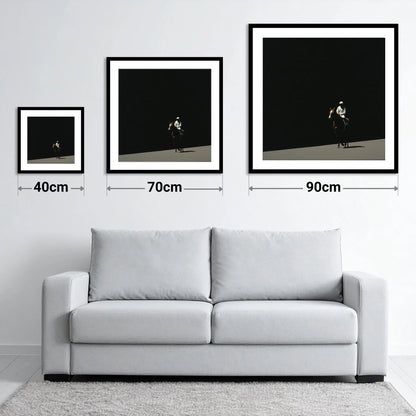 Into the Light - size guide showing 40cm, 70cm and 90cm art prints