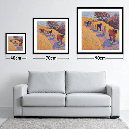 Homeward Bound Herd - size guide showing 40cm, 70cm and 90cm art prints