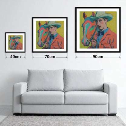 Vivid Western Companion - size guide showing 40cm, 70cm and 90cm art prints