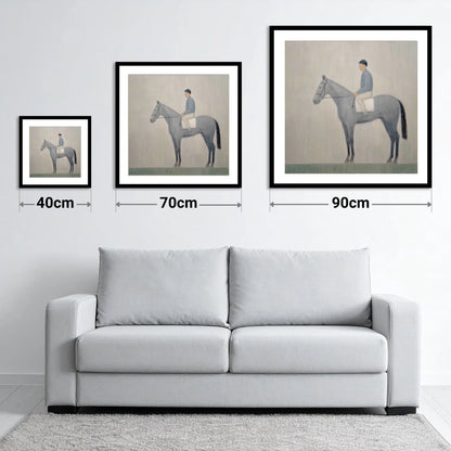 The Slate Grey Racer - size guide showing 40cm, 70cm and 90cm art prints
