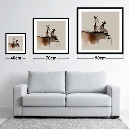 Resting on the Ridge - size guide showing 40cm, 70cm and 90cm art prints