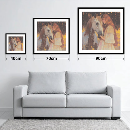 Ethereal Connection - size guide showing 40cm, 70cm and 90cm art prints