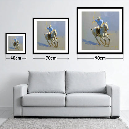 The Decisive Stroke - size guide showing 40cm, 70cm and 90cm art prints