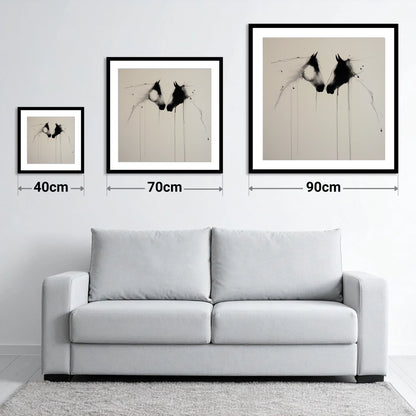 Ethereal Bond - size guide showing 40cm, 70cm and 90cm art prints
