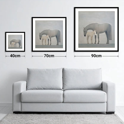 Ethereal Bond - size guide showing 40cm, 70cm and 90cm art prints
