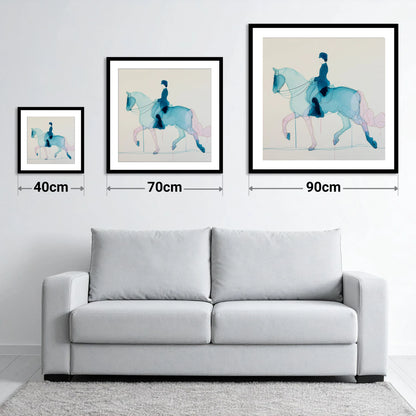 Fluid Dressage Grace - size guide showing 40cm, 70cm and 90cm art prints