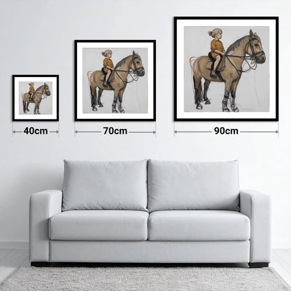 First Lessons - size guide showing 40cm, 70cm and 90cm art prints