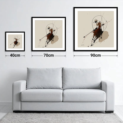 The Decisive Strike - size guide showing 40cm, 70cm and 90cm art prints