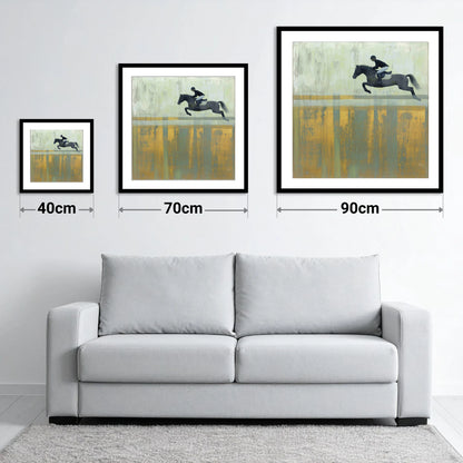 Flight Over Gold - size guide showing 40cm, 70cm and 90cm art prints