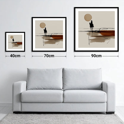 Horizon Rider - size guide showing 40cm, 70cm and 90cm art prints