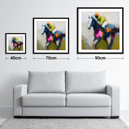 Bold Momentum - size guide showing 40cm, 70cm and 90cm art prints