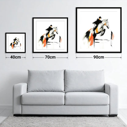 Spirited Ascent - size guide showing 40cm, 70cm and 90cm art prints