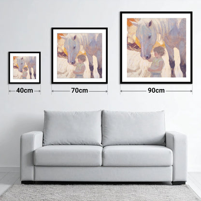 The First Touch - size guide showing 40cm, 70cm and 90cm art prints