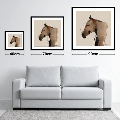 Abstract Sepia Profile - size guide showing 40cm, 70cm and 90cm art prints