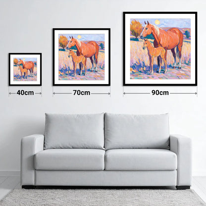 Radiant Chestnut Bond - size guide showing 40cm, 70cm and 90cm art prints
