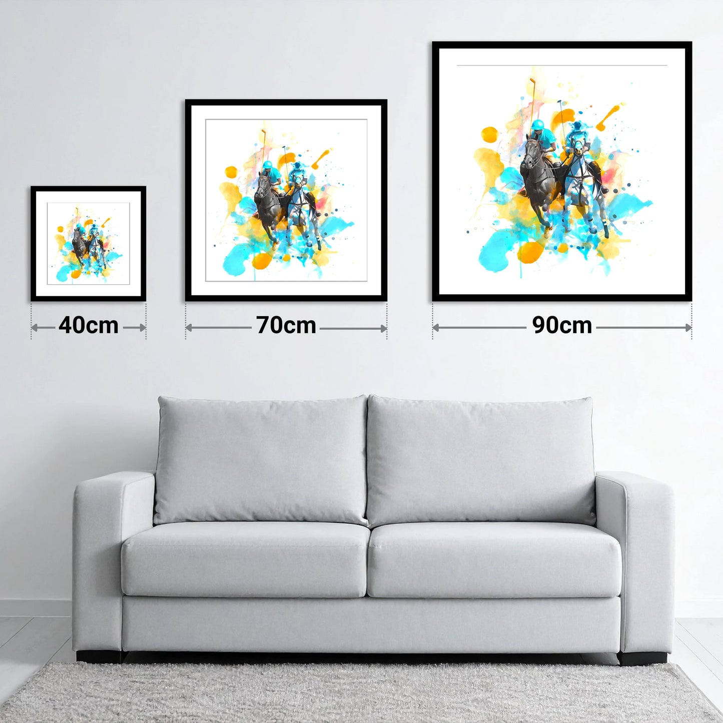 Mid-Chukka Clash - size guide showing 40cm, 70cm and 90cm art prints