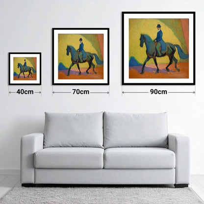 Vibrant Dressage Rhythm - size guide showing 40cm, 70cm and 90cm art prints