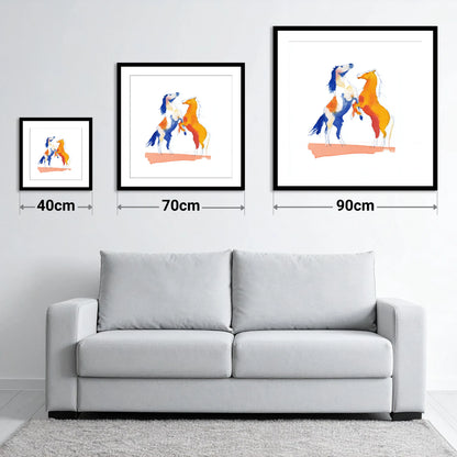 Clash of Colours - size guide showing 40cm, 70cm and 90cm art prints