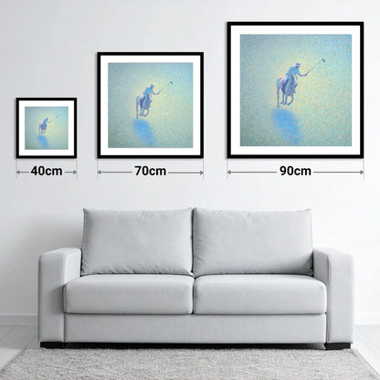Ethereal Polo Chukka - size guide showing 40cm, 70cm and 90cm art prints