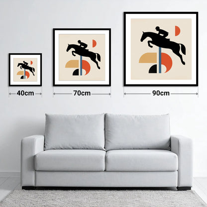 Retro Geometric Showjumper - size guide showing 40cm, 70cm and 90cm art prints