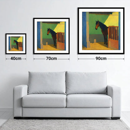 Vibrant Stable Light - size guide showing 40cm, 70cm and 90cm art prints