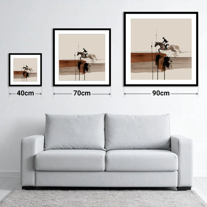 Airborne in Sepia - size guide showing 40cm, 70cm and 90cm art prints