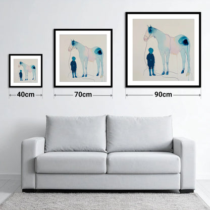 The Gentle Guide - size guide showing 40cm, 70cm and 90cm art prints
