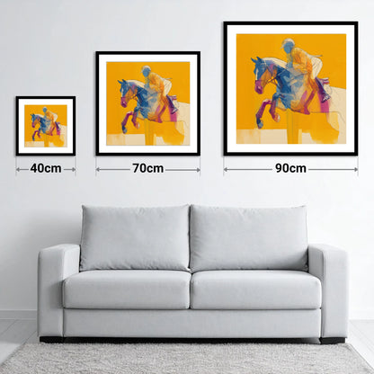 Vibrant Mid-Air Clearance - size guide showing 40cm, 70cm and 90cm art prints