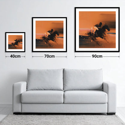 Through the Amber Dust - size guide showing 40cm, 70cm and 90cm art prints