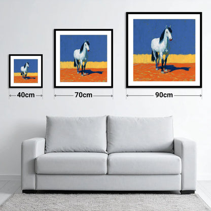 Vivid Horizon Grey - size guide showing 40cm, 70cm and 90cm art prints