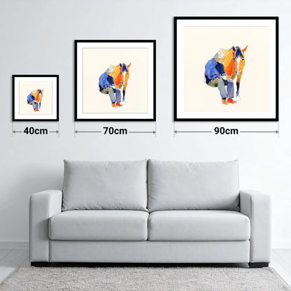 Shared Silence - size guide showing 40cm, 70cm and 90cm art prints