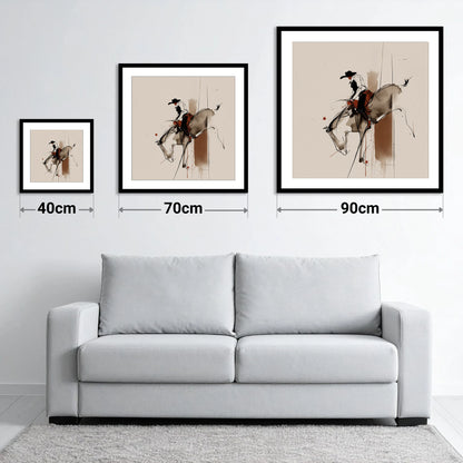 Raw Western Energy - size guide showing 40cm, 70cm and 90cm art prints