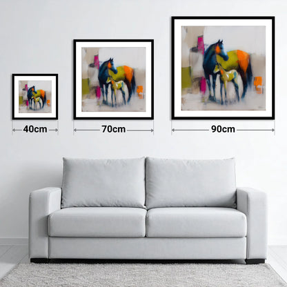 Bold Beginnings - size guide showing 40cm, 70cm and 90cm art prints