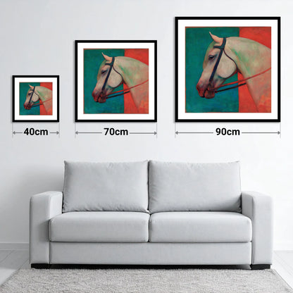 Crimson and Emerald Profile - size guide showing 40cm, 70cm and 90cm art prints