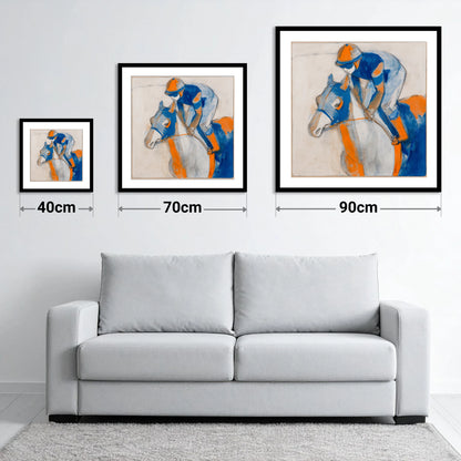Bold Racing Silks - size guide showing 40cm, 70cm and 90cm art prints
