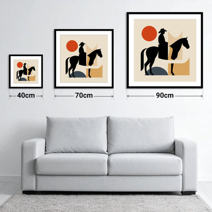 Abstract Western Silhouette - size guide showing 40cm, 70cm and 90cm art prints