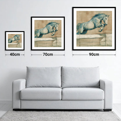 Airborne Grace - size guide showing 40cm, 70cm and 90cm art prints