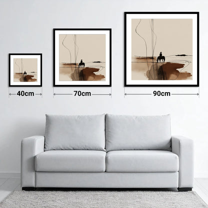 Solitary Western Horizon - size guide showing 40cm, 70cm and 90cm art prints