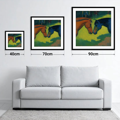 Vibrant Equine Connection - size guide showing 40cm, 70cm and 90cm art prints
