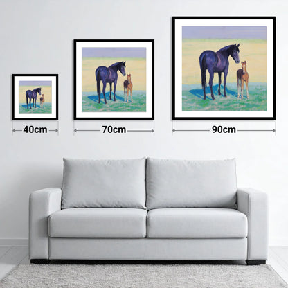 The Gentle Watch - size guide showing 40cm, 70cm and 90cm art prints